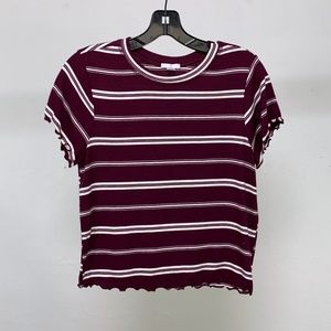 BP. lettuce edge finish ribbed striped top